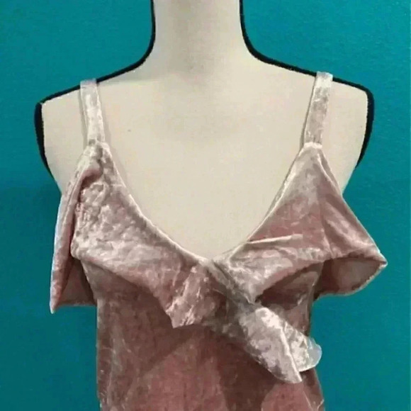 Mango crushed velvet light pink tank top in size xs - Picture 2 of 4